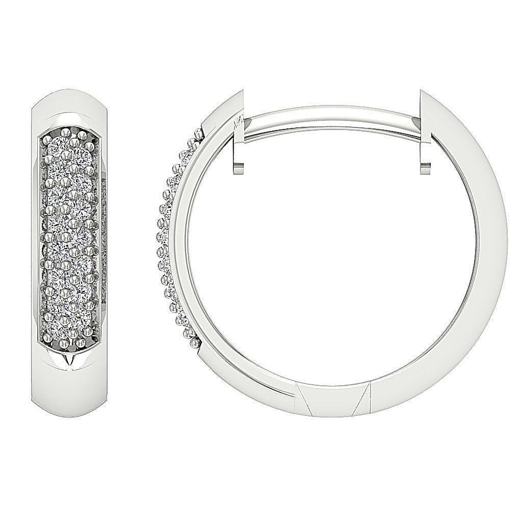 Round Diamond Small Gold Hoops Anniversary Earrings SI1/I1 G 0.15 Ct 18k/14k White Gold Prong Set