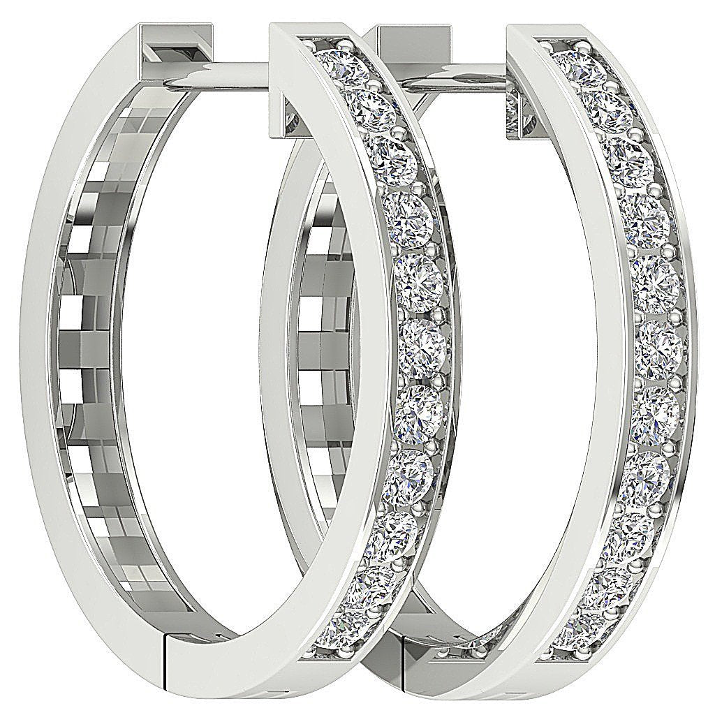 Designer Round Cut Diamond 14k White Gold Earring