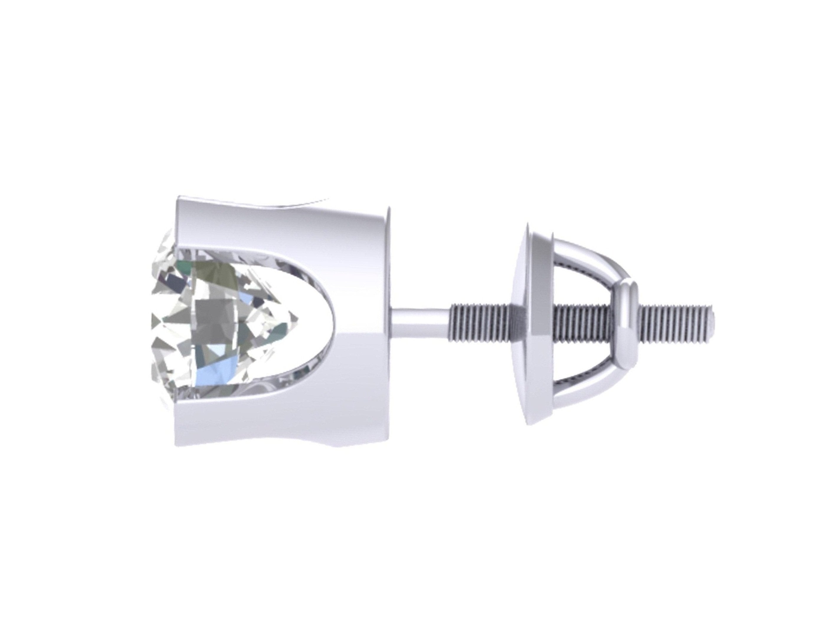 Solitaire Studs Earrings Brilliant Round Cut Diamonds I1 G 1.40 Ct 14k/18k Gold