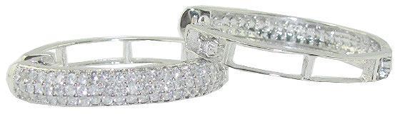 Pave Set Large Hoops Engagement Earrings Natural Diamond SI1/I1 G 1.00 Ct 18k/14k White Gold