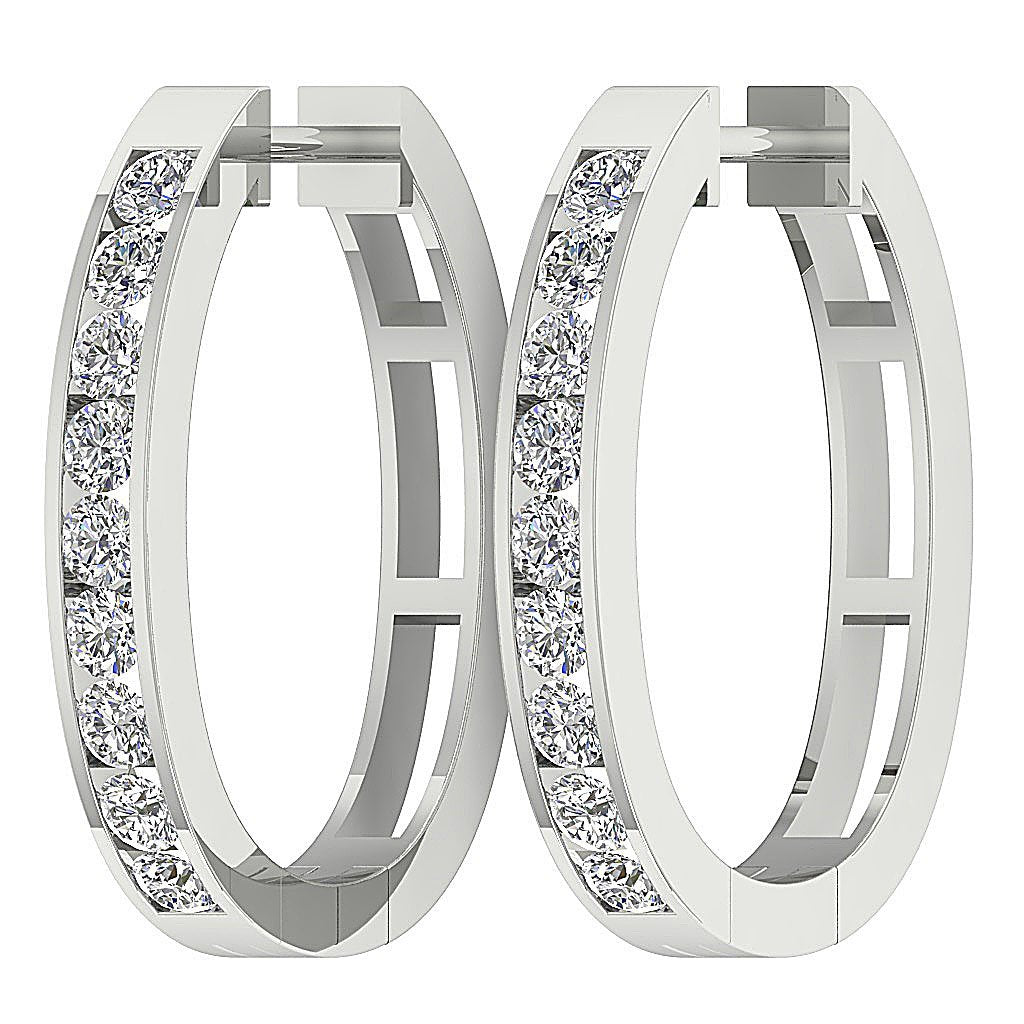 DesignerRoundCutDiamond14kWhiteGoldEarring