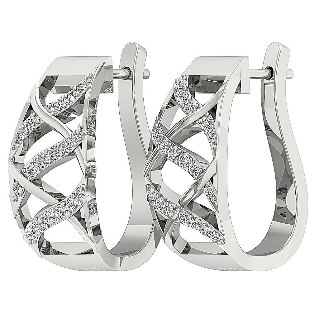 DesignerRoundCutDiamond14kWhiteGoldEarring