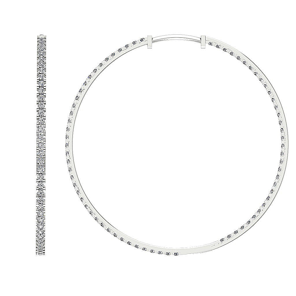 Pave Set Inside Outside Hoop Anniversary Earrings Round Diamond VVS1/VS1/SI1/I1 1.50 Ct 18k/14k White Yellow Rose Gold