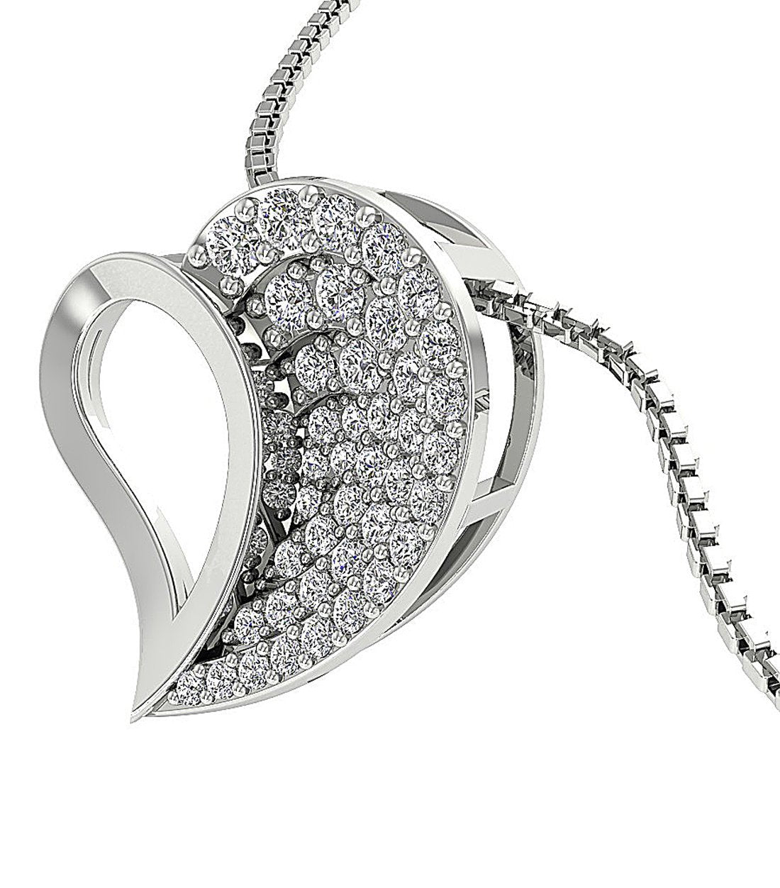 Heart Pendants 14k/18k White Gold SI1/I1 G 0.60 Ct Round Cut Diamonds