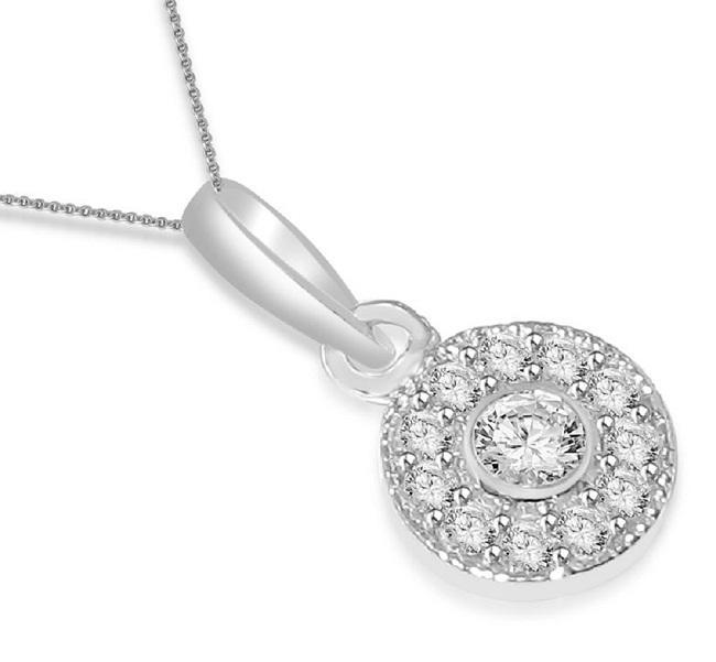 Halo Cluster Pendants 14k/18k White Yellow Rose Gold Natural Diamonds I1/SI1 G 0.35 Carat