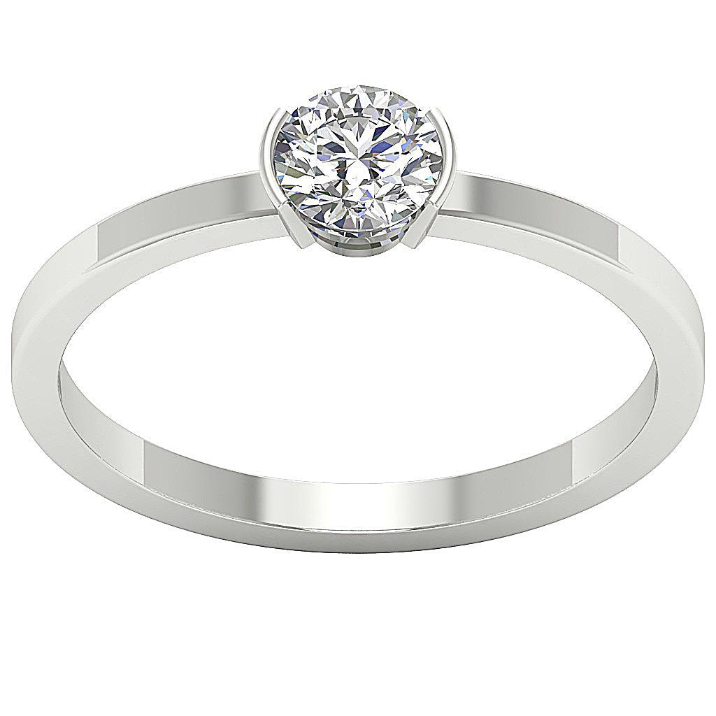 14K White Yellow Rose Gold Solitaire Natural Diamond Wedding Ring I1 G 0.55 Ct Semi Bezel 5.20MM