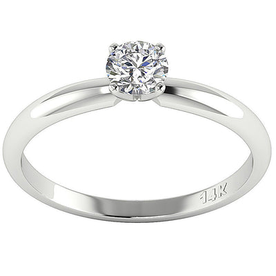 14K White Gold Solitaire Natural Round Diamond Engagement Ring SI1 G 0.50 Carat Prong Set 5.10MM