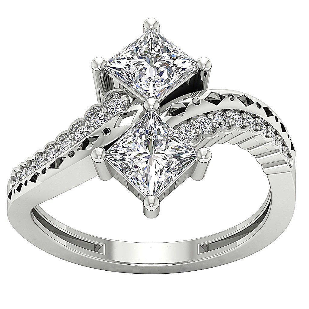 Natural Diamond Forever Us Two Stone Solitaire Engagement Ring I1 G 1.20 Ct Prong Set