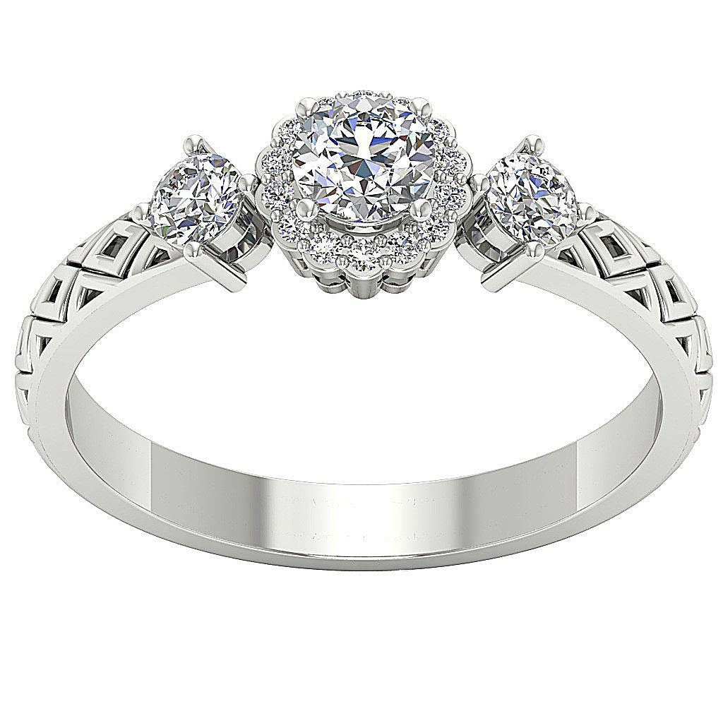 SI1 G 0.65 Ct Solitaire Halo Anniversary Ring Round Diamond 14k Yellow Gold Prong Set 6.50 MM