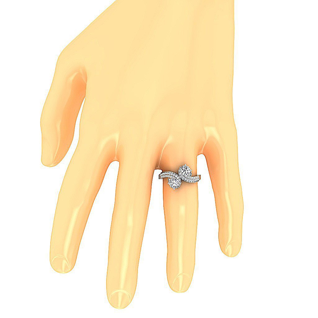 14k Yellow Gold Forever Us Two Stone Engagement Ring Natural Diamond SI1 G 1.50 Ct Prong Set