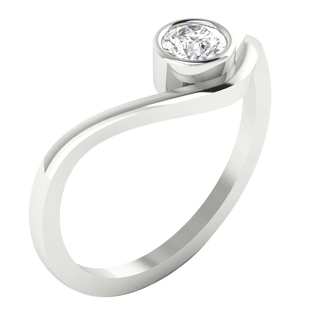 14k White Gold Designer Solitaire Wedding Ring