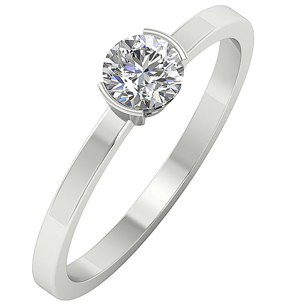 14K White Yellow Rose Gold Solitaire Natural Diamond Wedding Ring I1 G 0.55 Ct Semi Bezel 5.20MM
