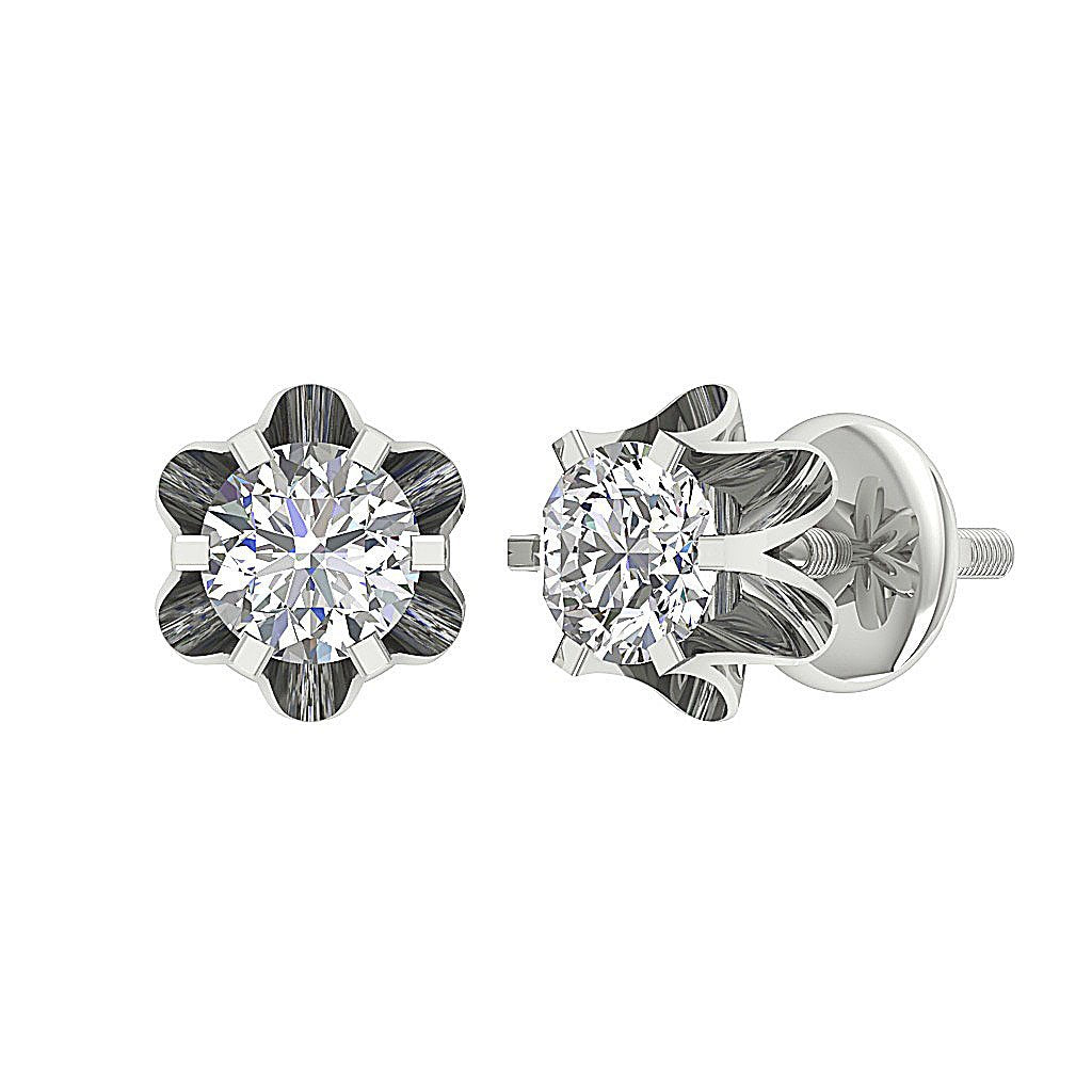 Natural Diamond Solitaire Studs Earring SI1/I1 G 0.30 Ct 14k/18k White Gold Prong Set