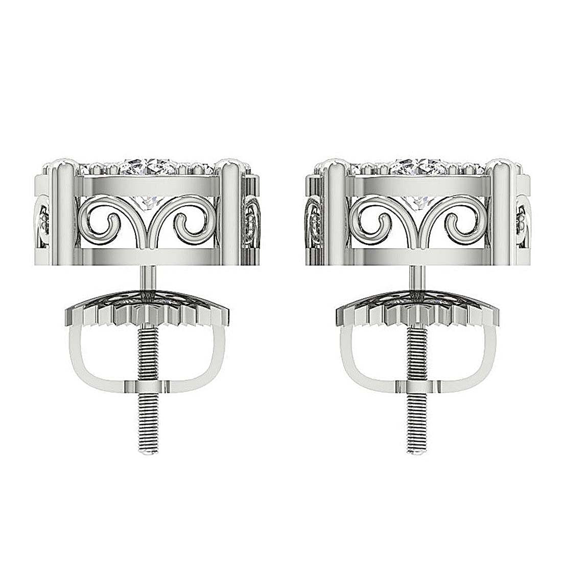 Natural Diamond Solitaire Studs Engagement Earrings VS1/SI1/I1 1.50 Ct 14k/18k White Gold Prong Set