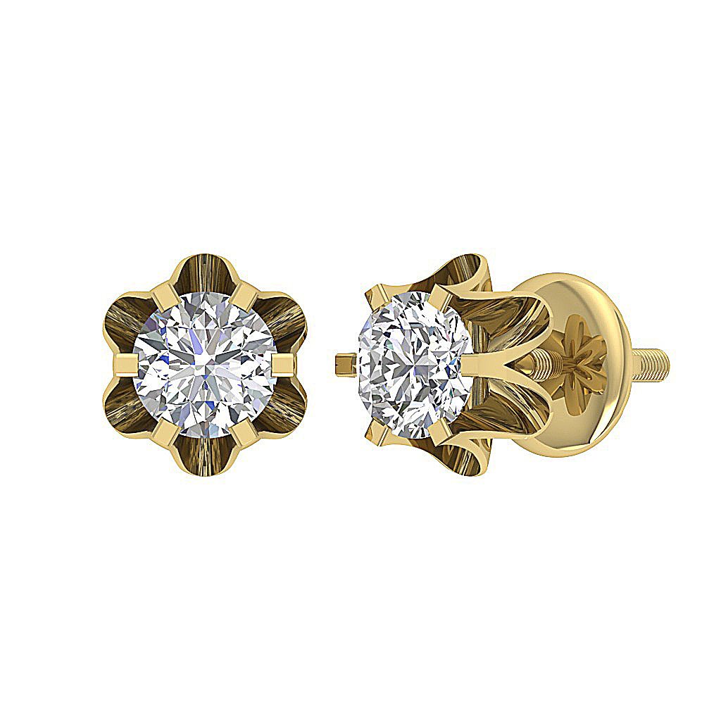 Natural Diamond Solitaire Studs Earring SI1/I1 G 0.30 Ct 14k/18k White Gold Prong Set