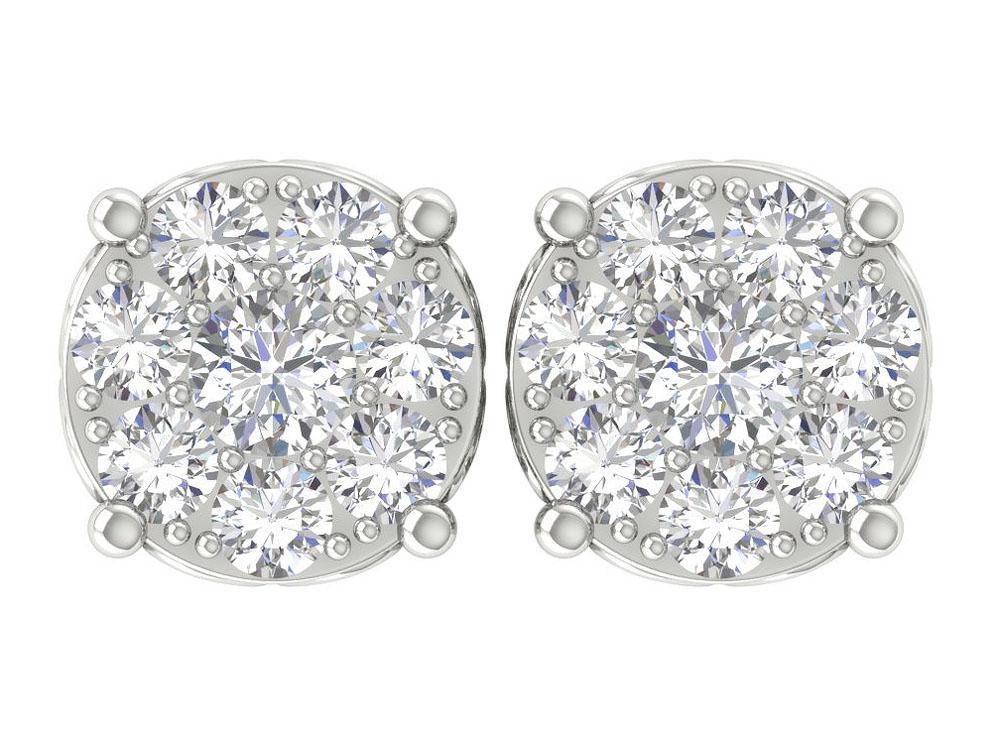 Natural Diamond Solitaire Studs Engagement Earrings VS1/SI1/I1 1.50 Ct 14k/18k White Gold Prong Set