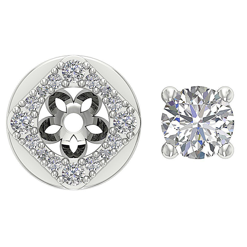 Designer Halo Solitaire Studs Earrings SI1 G 1.50 Ct 14k/18k Solid Gold Natural Diamond