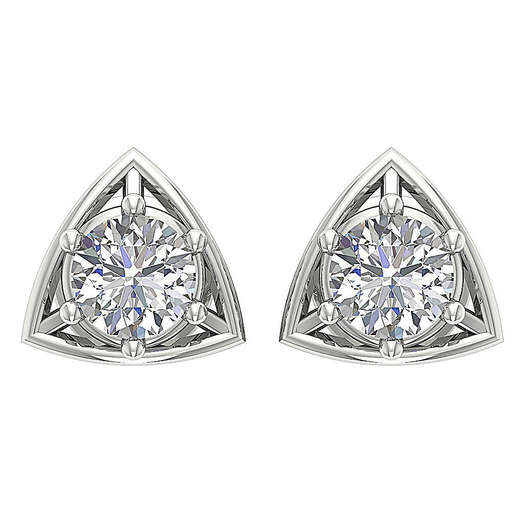 Prong Set Solitaire Studs Anniversary Earrings Round Diamond SI1/I1 G 0.55 Ct 14k/18k White Yellow Rose Gold