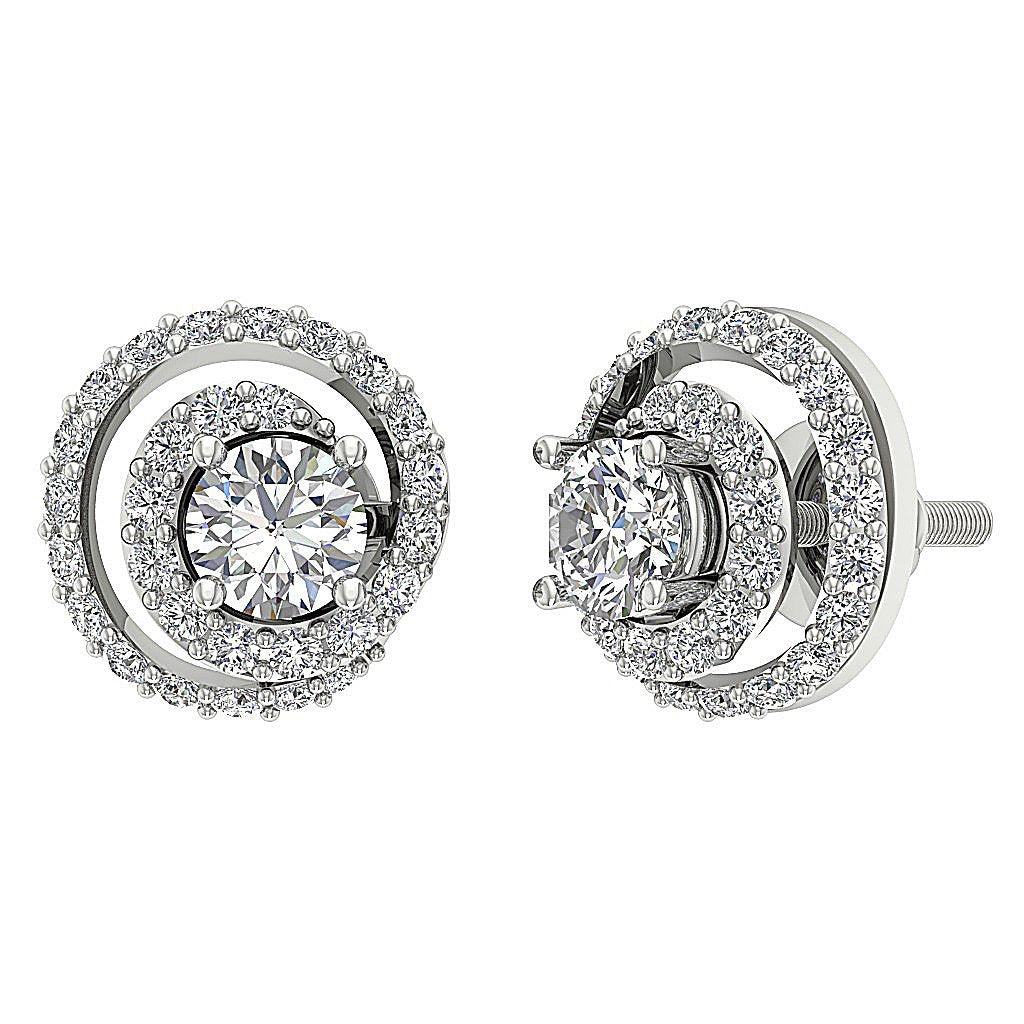14k/18k Solid Gold Round Diamonds I1 G 1.25Ct Removable Jacket Halo Solitaire Studs Earrings 9.90MM