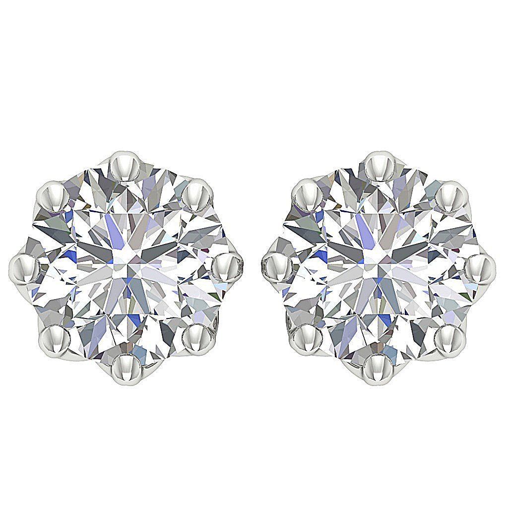 Prong Set Solitaire Studs Wedding Earrings Genuine Diamond SI1/I1 G 1.60Ct 14k/18k White Yellow Rose Gold