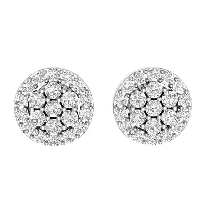 Designer Halo Solitaire Studs Earrings 14k/18k Solid Gold Natural Diamonds SI1 G 0.90 Ct