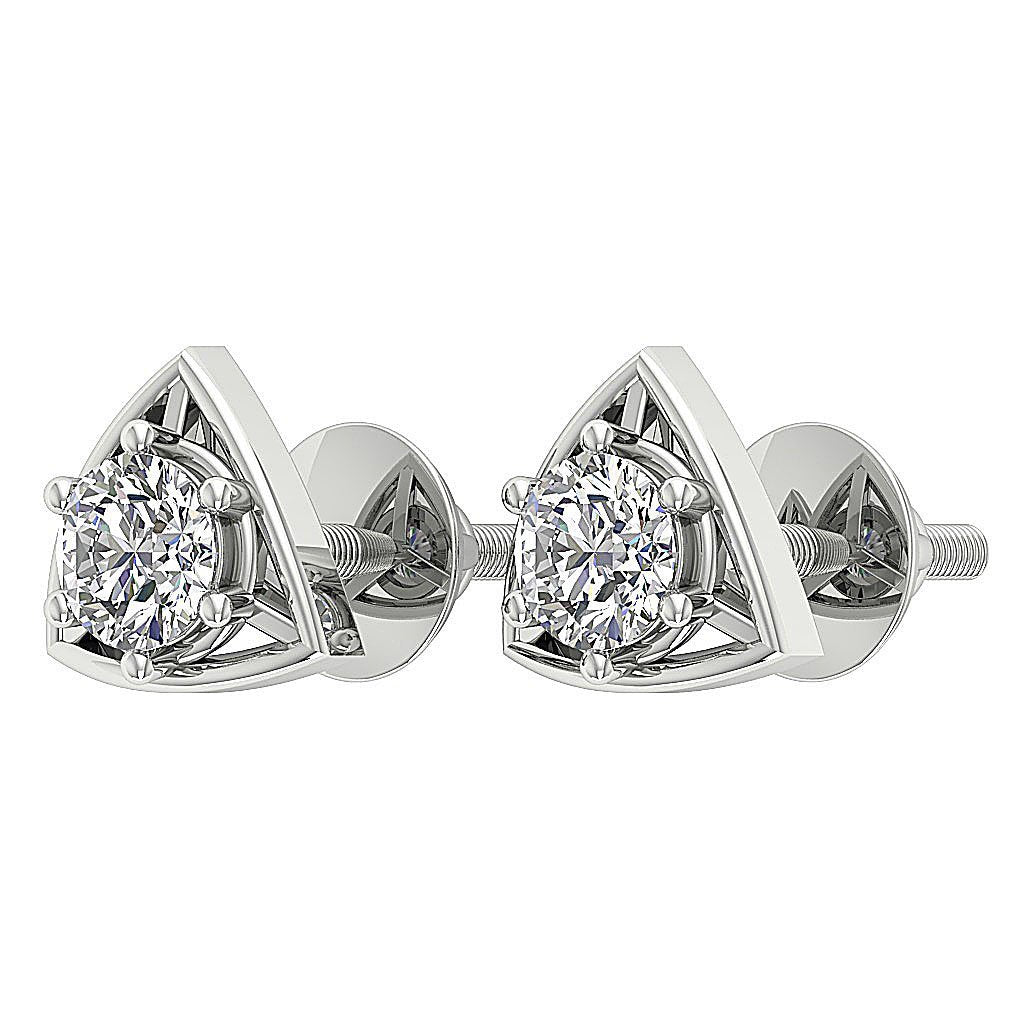 Prong Set Solitaire Studs Anniversary Earrings Round Diamond SI1/I1 G 0.55 Ct 14k/18k White Yellow Rose Gold