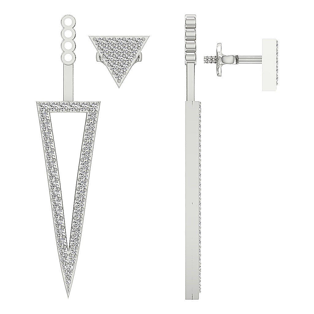 14k/18k Solid Gold Natural Diamonds I1 G 1.00 Ct Removable Jacket Studs Earrings Prong Set 9.00MM