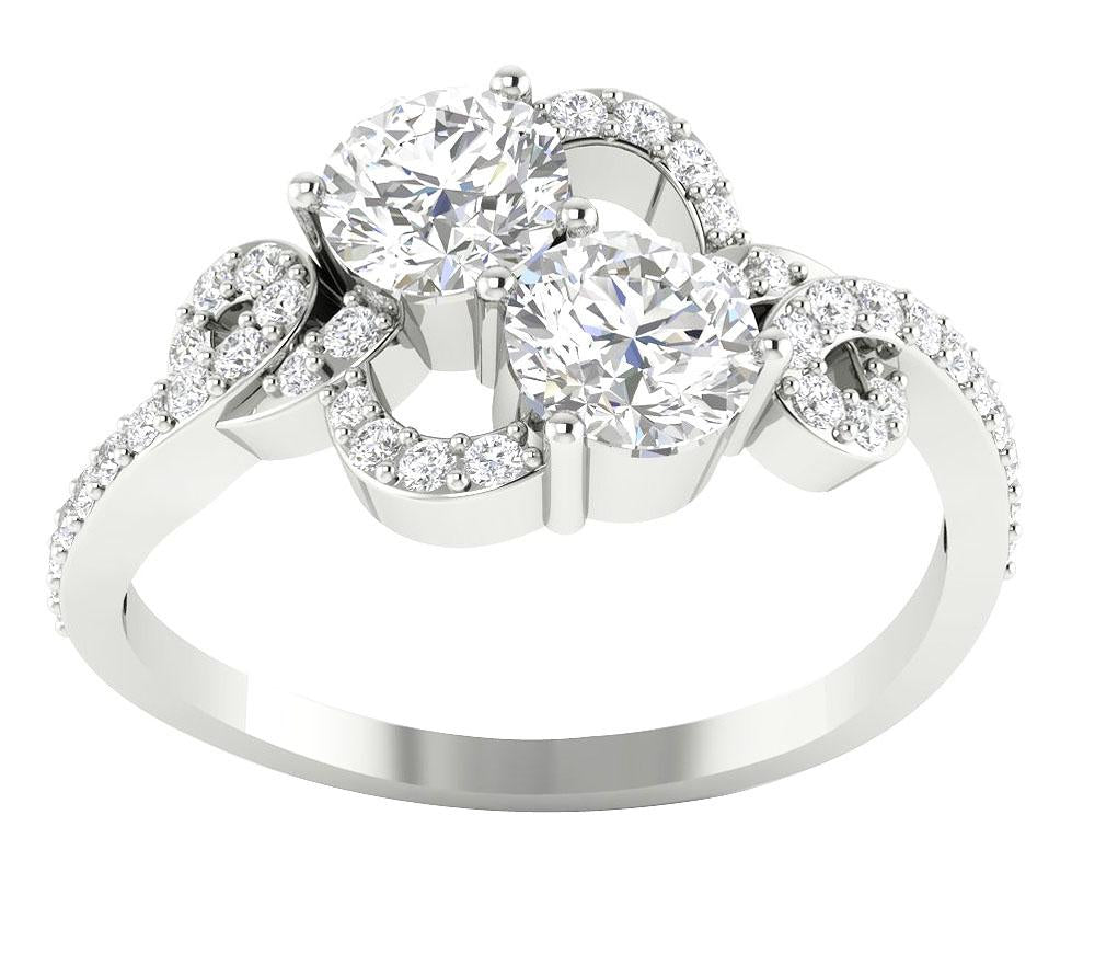 Prong Set Forever Us Two Stone Solitaire Engagement Ring SI1 G 1.35 Ct Natural Diamond 14k Solid Gold