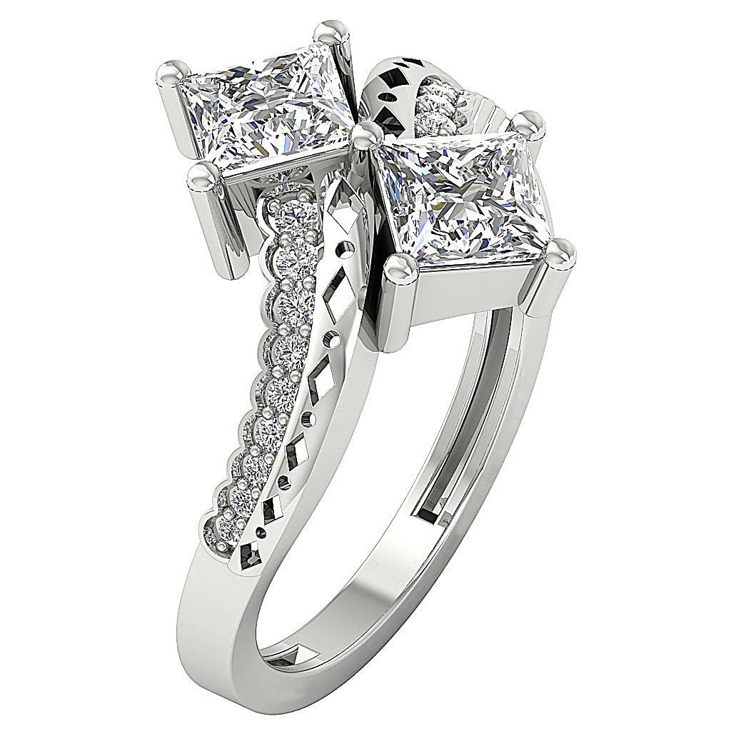 Natural Diamond Forever Us Two Stone Solitaire Engagement Ring I1 G 1.20 Ct Prong Set