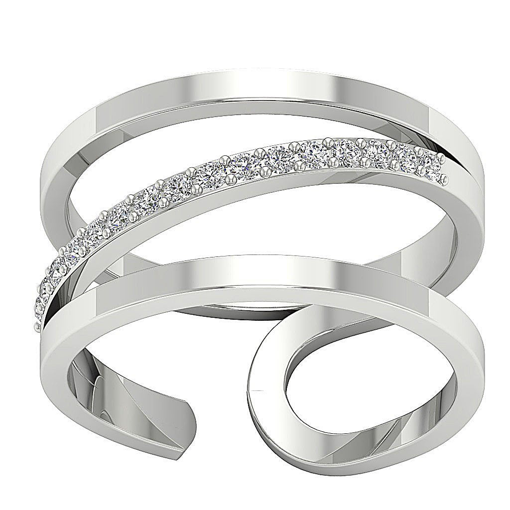 14k Rose Gold Designer Right Hand Wedding Ring Genuine Diamond SI1 G 0.25 Ct Prong Set