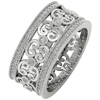 Eternity Engagement Ring I1 G 1.00 Ct 14k Solid Gold Natural Diamond Prong Bezel Set 10.20 MM