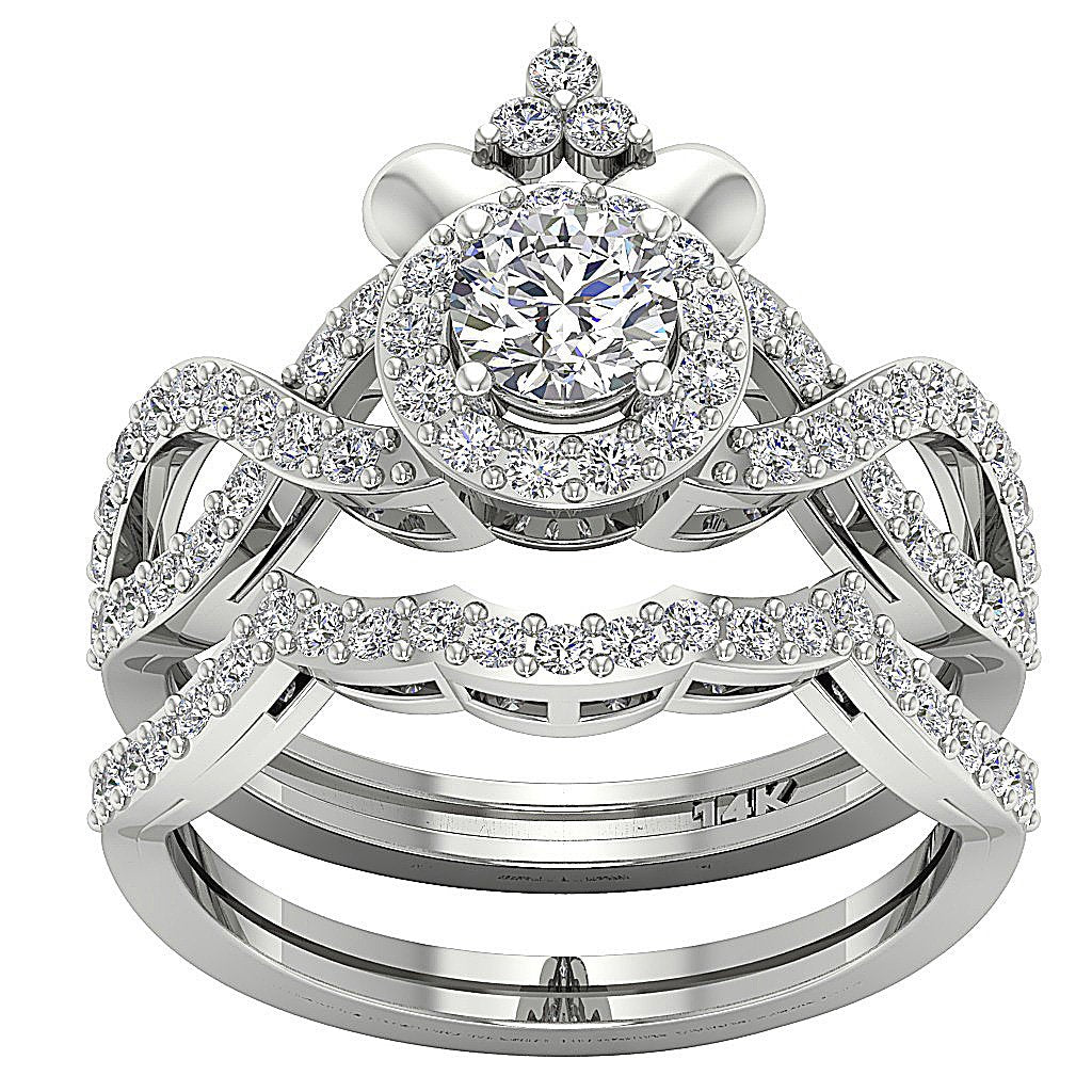 Womens Wedding Rings Sets SI1 G 1.50 Ct Natural Diamond 14K Yellow Gold