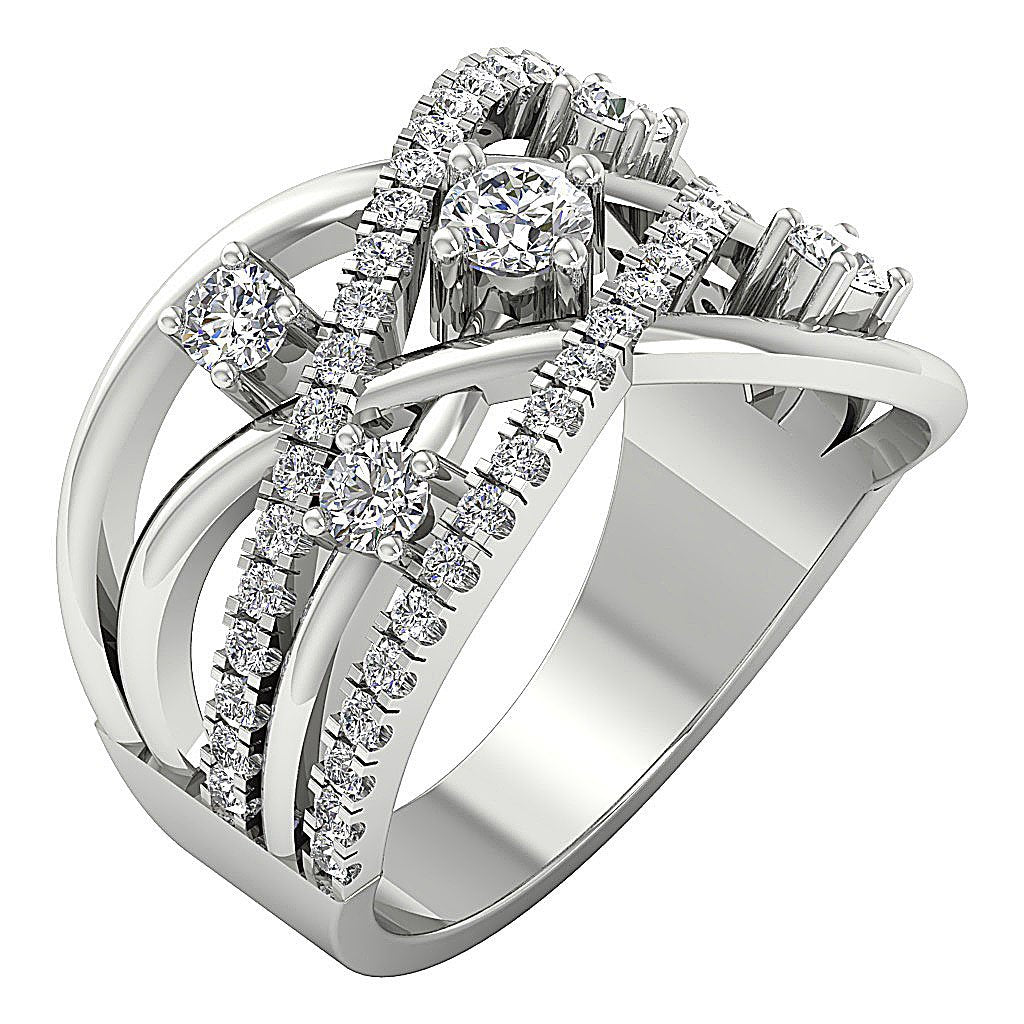 14k Rose Gold Prong Set Genuine Diamond I1 G 1.40 Ct Right Hand Wedding Ring 14.65 MM