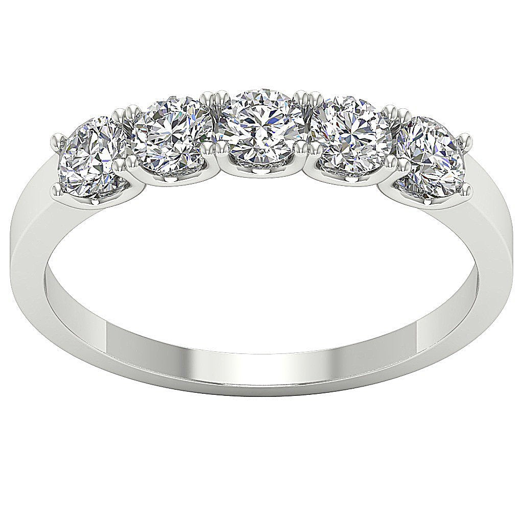 3.70 MM Five Stone Wedding Ring I1 G 1.00 Ct Genuine Diamond 14k Solid Gold Prong Set