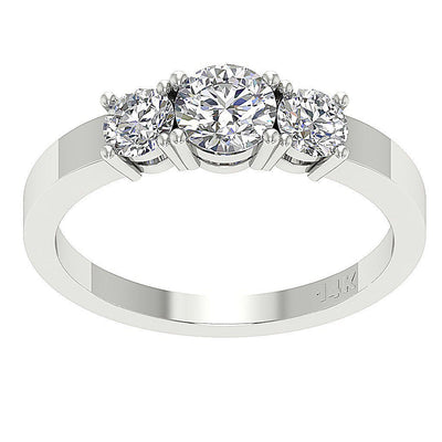 Natural Diamond Three Stone Engagement Ring SI1 G 1.20 Carat 14K White Gold Prong Set