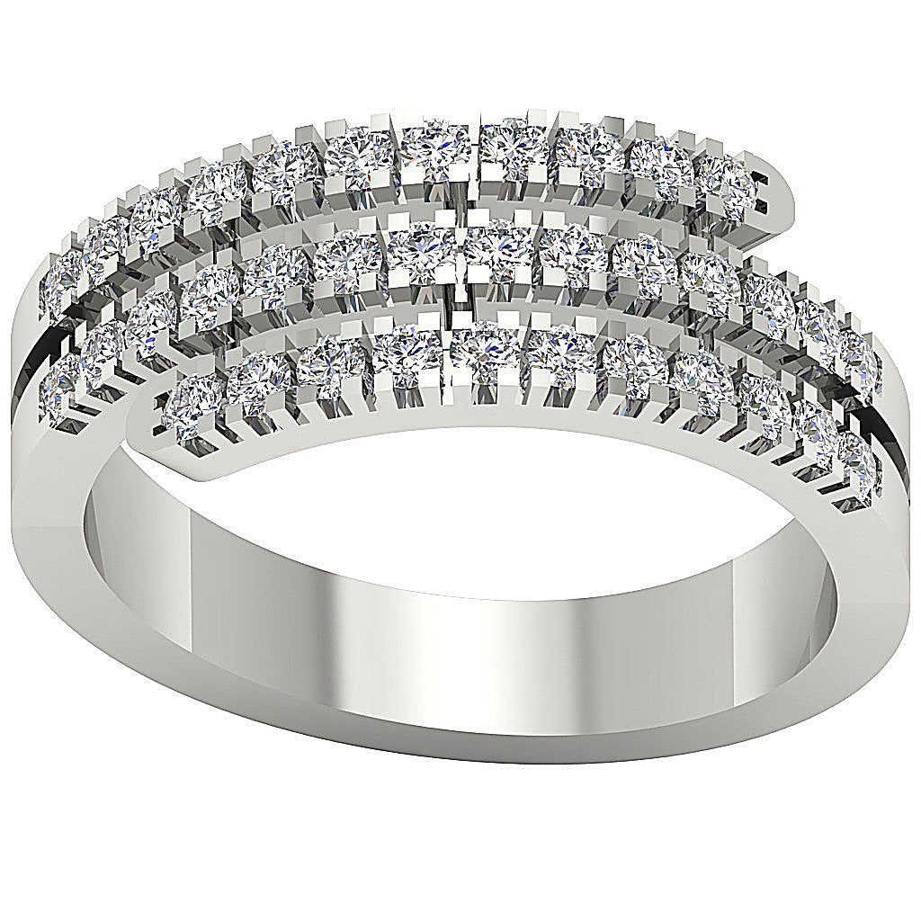 14k Yellow Gold Designer Right Hand Anniversary Ring I1 G 1.01 Ct Round Diamond Prong Set