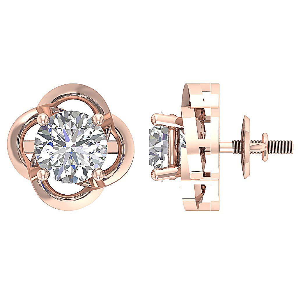 Round Diamond Solitaire Studs Anniversary Earring SI1/I1 G 1.50 Ct 18k/14k White Gold Prong Set
