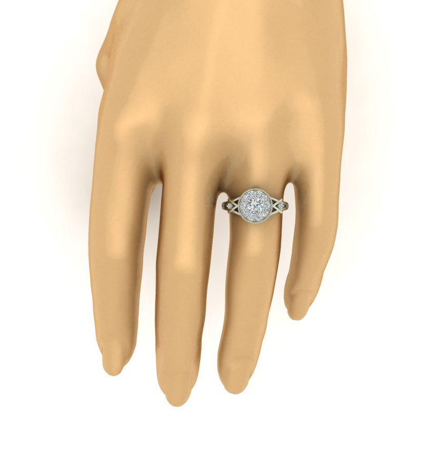 Diamond For Good Halo Engagement Solitaire Ring SI1 G 1.10 Carat Genuine Diamond 14K Gold