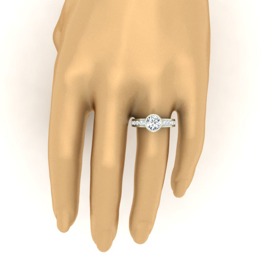 Bezel & Channel Set Solitaire Diamond Engagement Ring I1 G 2.35 Carat Natural Diamond 14K Gold