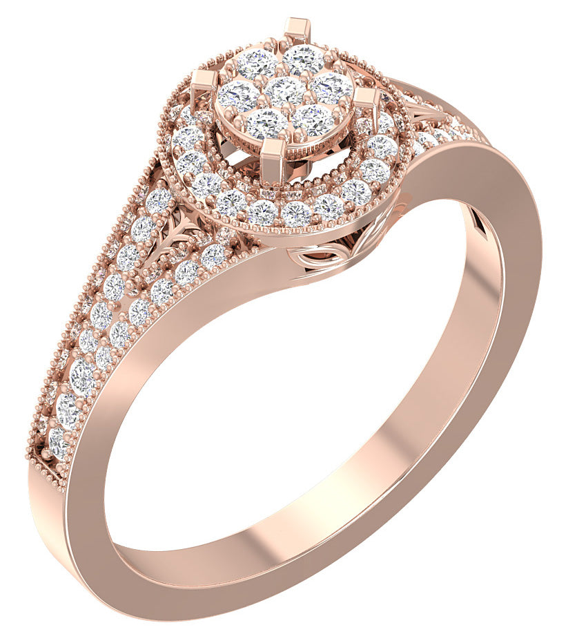 Natural Round Diamond Solitaire Engagement Ring I1 G 0.60 Carat 14K White Yellow Rose Gold