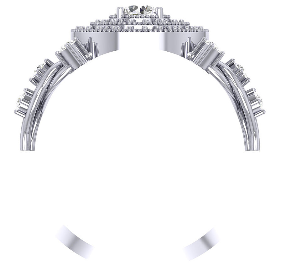 Diamond Milgrain Solitaire Halo Engagement Ring For Women I1 G 1.10 Carat 14K White Gold