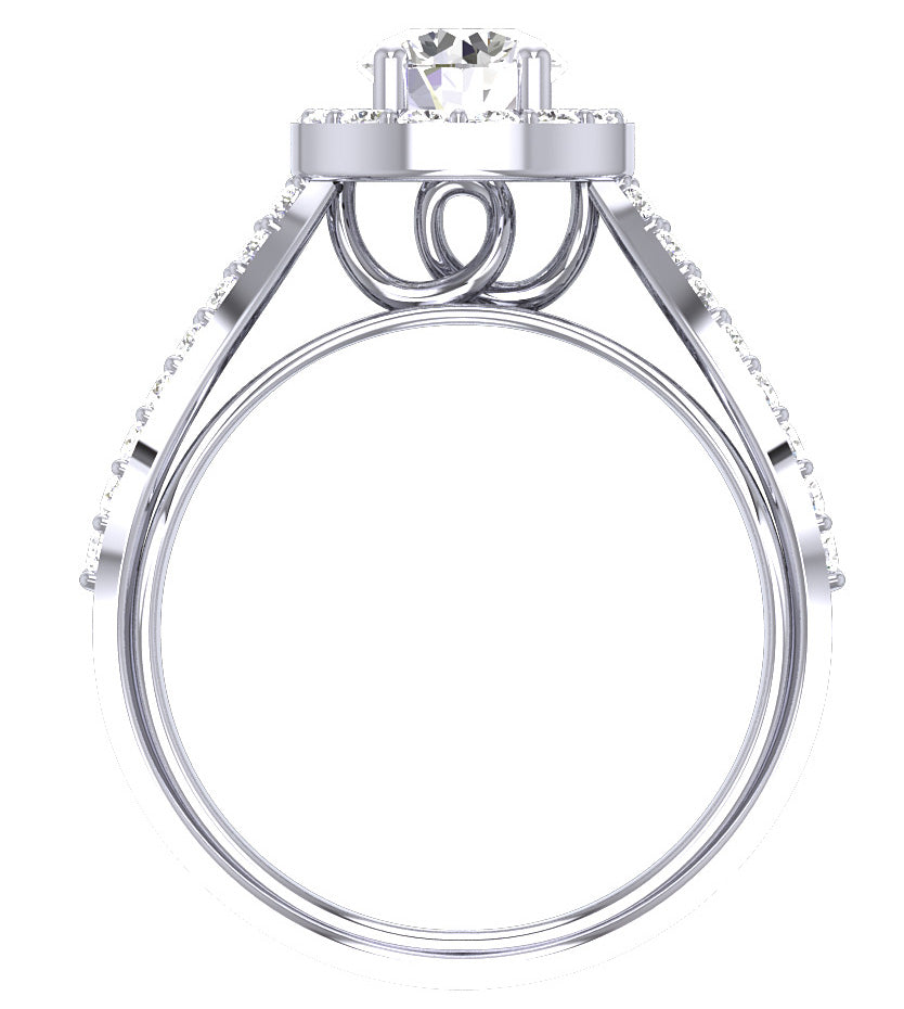 Prong Set Solitaire Split Shank Halo Engagement Ring For Her SI1 G 1.05 Carat Diamond 14K Gold