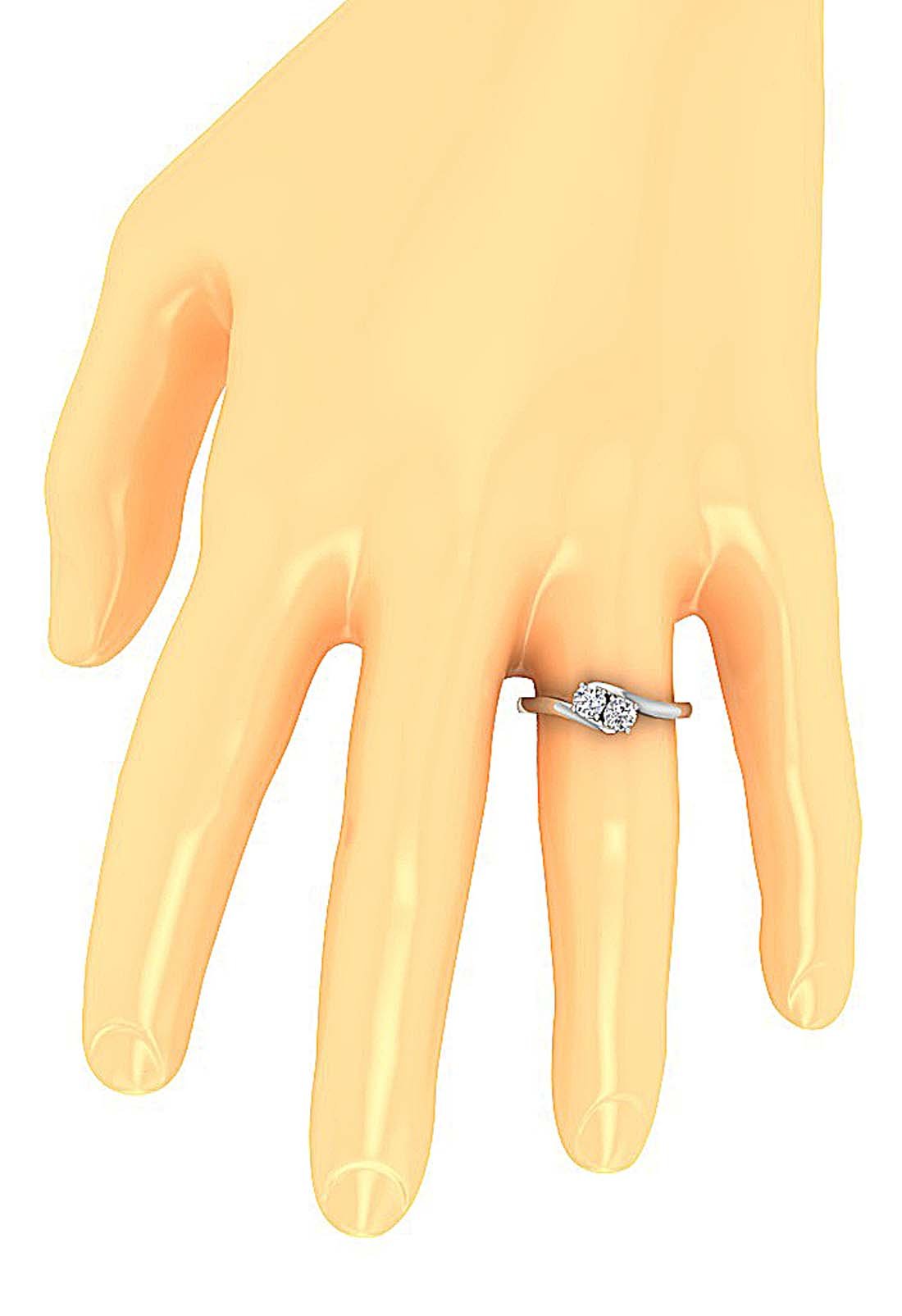 Natural Diamond Forever Us Two Stone Solitaire Engagement Ring I1 G 0.55 Ct Prong Set 14k White Gold