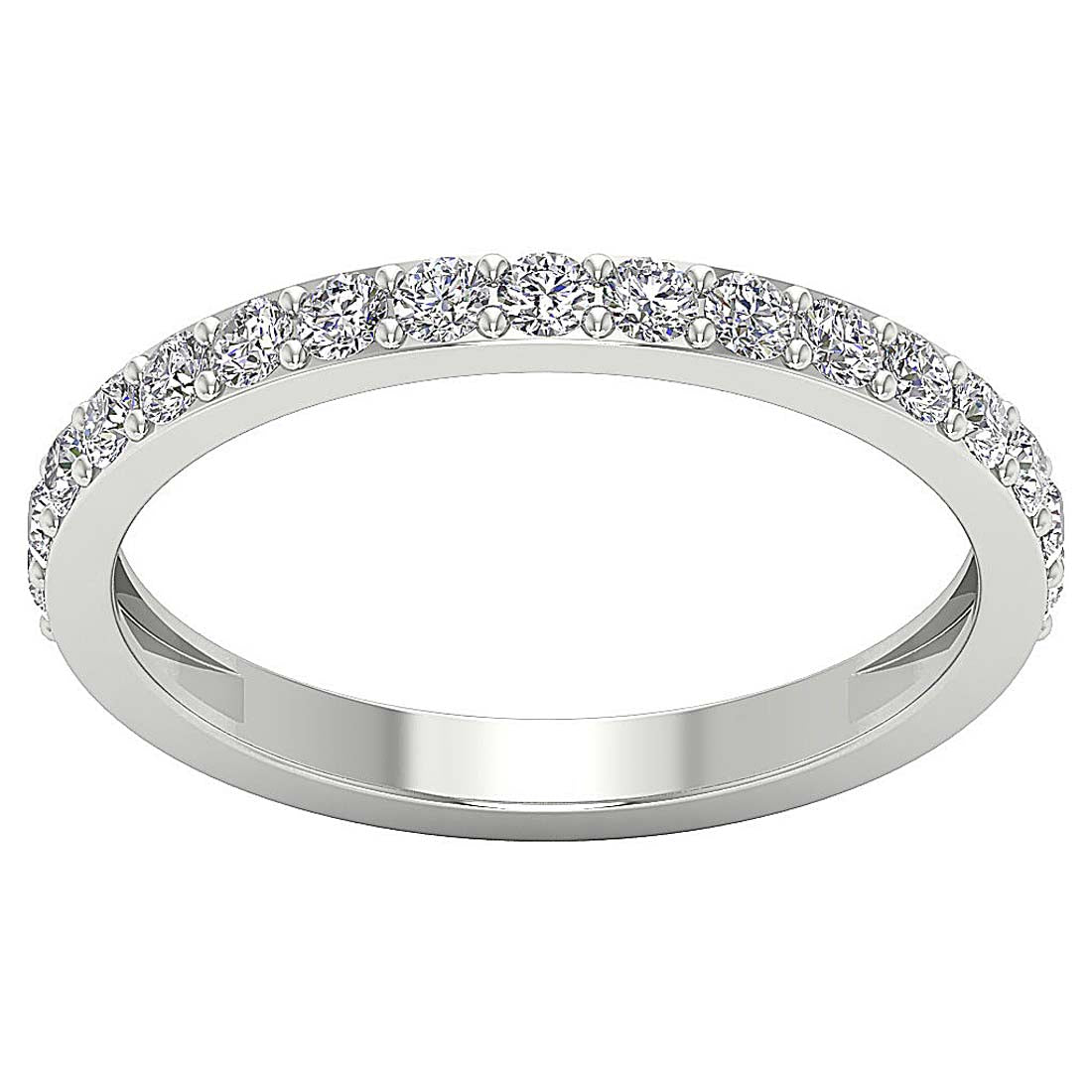 Anniversary Ring Round Diamond I1 G 0.75 Ct 14K White Gold Prong Set