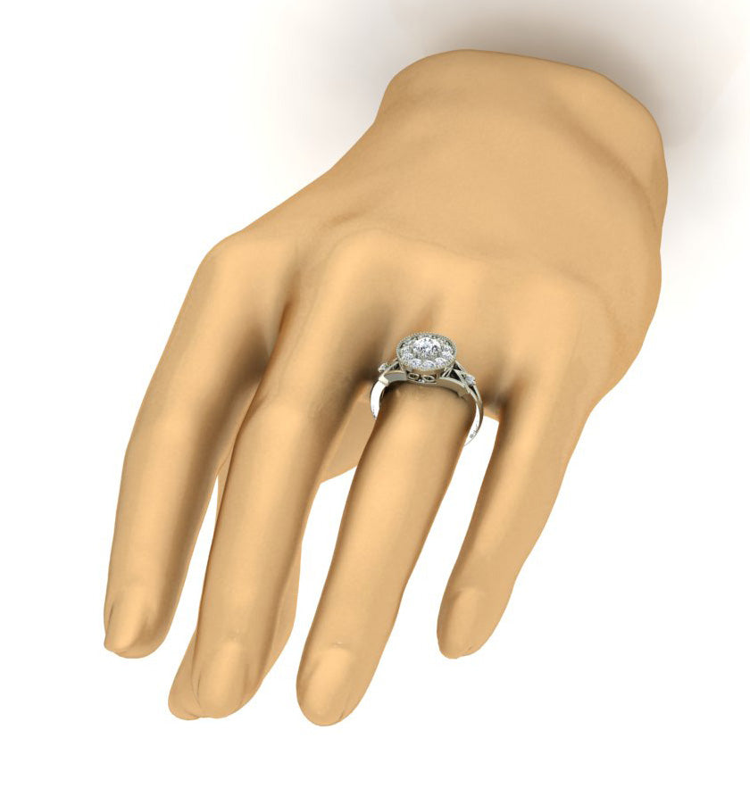 Diamond For Good Halo Engagement Solitaire Ring SI1 G 1.10 Carat Genuine Diamond 14K Gold
