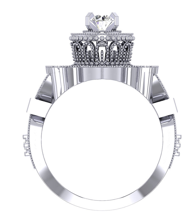Designer Solitaire Halo Engagement Ring Round & Princess Diamond SI1 G 1.50 Carat Gold