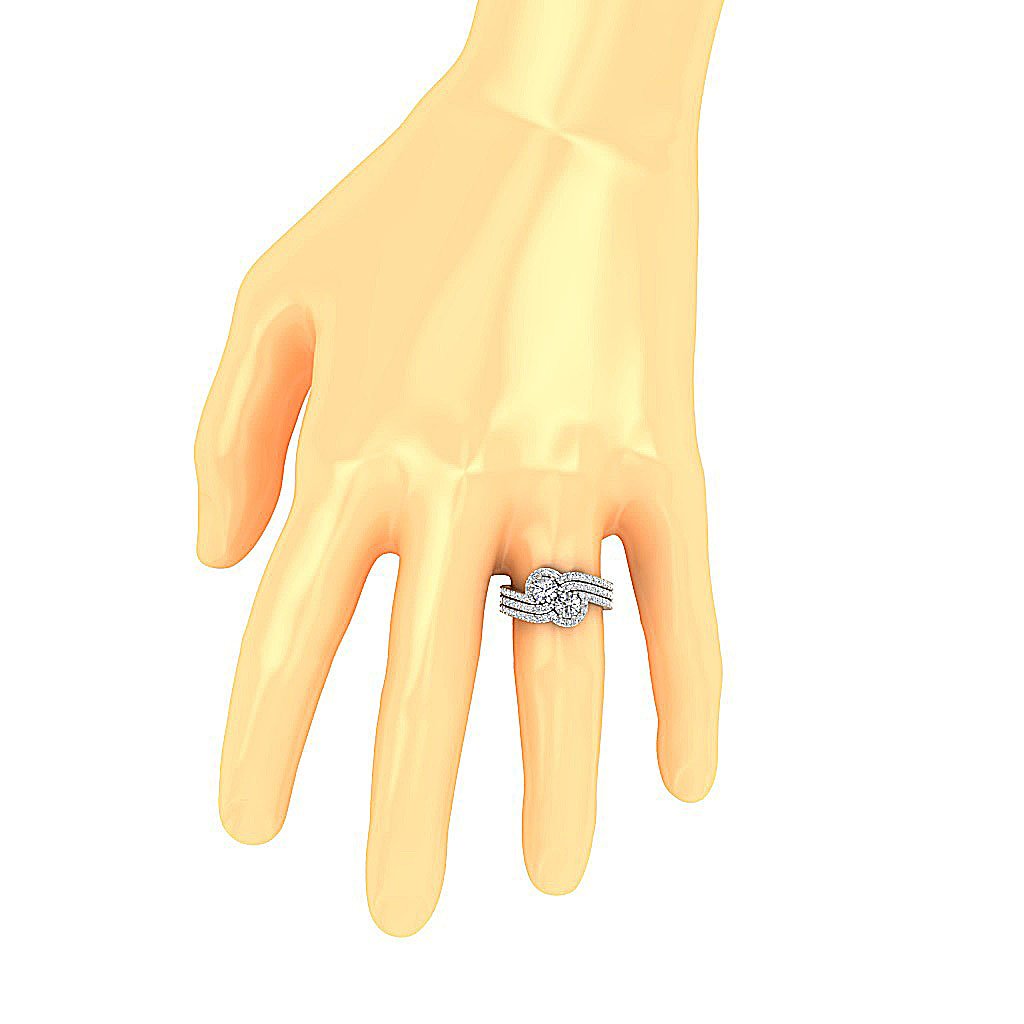 Genuine Diamond Forever Us Two Stone Designer Wedding Ring SI1 G 2.00 Ct Prong Set