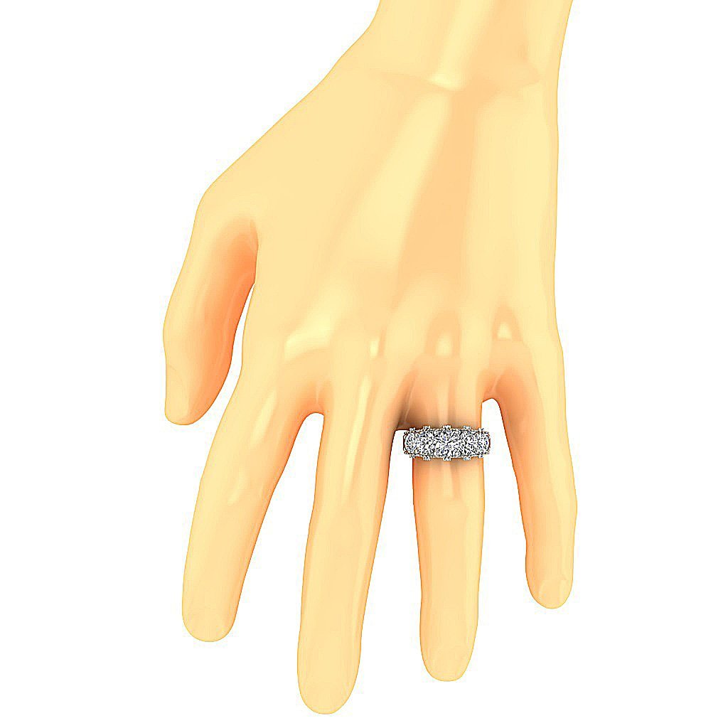 Prong Set Designer Five Stone Anniversary Ring 14k Rose Gold Round Diamond I1 G 3.15 Ct