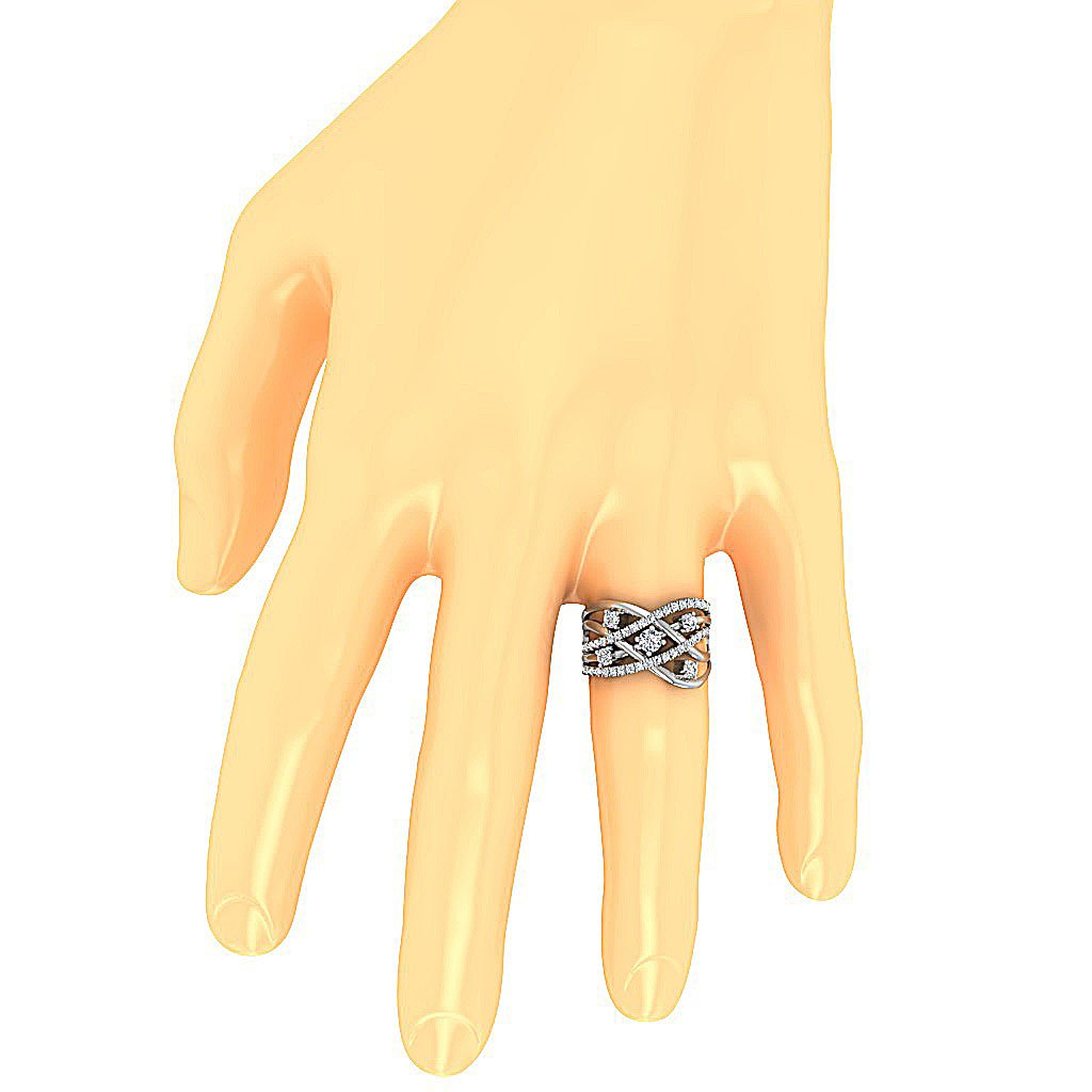 14k Rose Gold Prong Set Genuine Diamond I1 G 1.40 Ct Right Hand Wedding Ring 14.65 MM