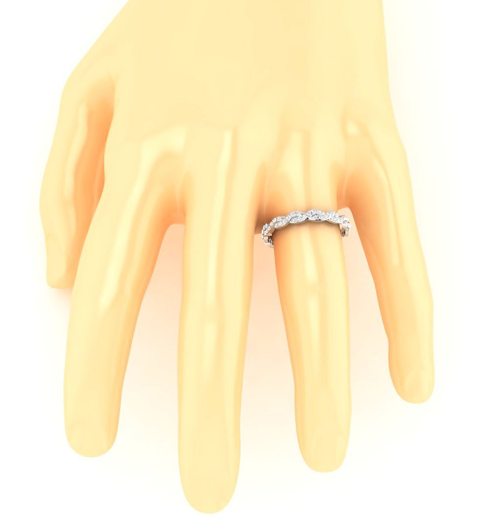 Stackable Eternity Engagement Ring Natural Diamond I1 G 0.75 Ct 14k Solid Gold Prong Set